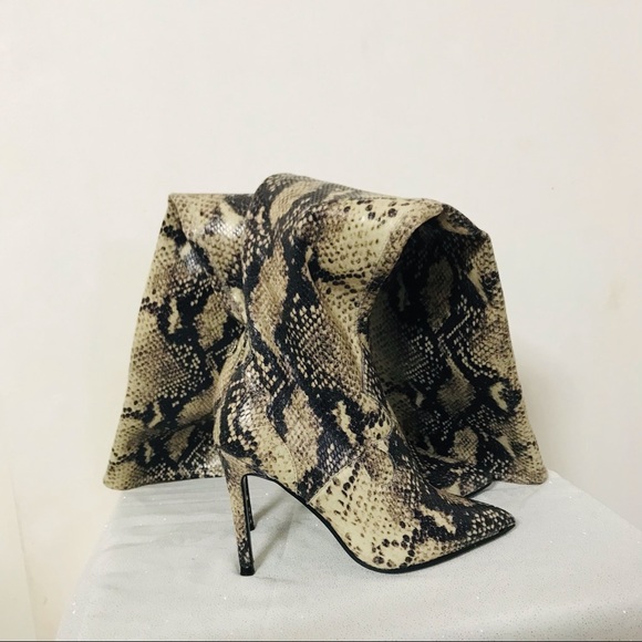 COPY - - Guess thigh high heel boots with light green khaki cream snakeski… - Picture 6 of 8